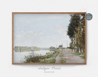 Lake Landscape Vintage Painting, Antique Monet Wall Art, Summe French Country Painting, Monet Print, Rustic Cottage Wall Decor - PRINTABLE
