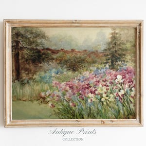 Vintage Spring Cottage Wall Art, Flowers Garden Painting, Antique Watercolor Tulip Print, Floral Farmhouse Wall Decor - PRINTABLE image 2