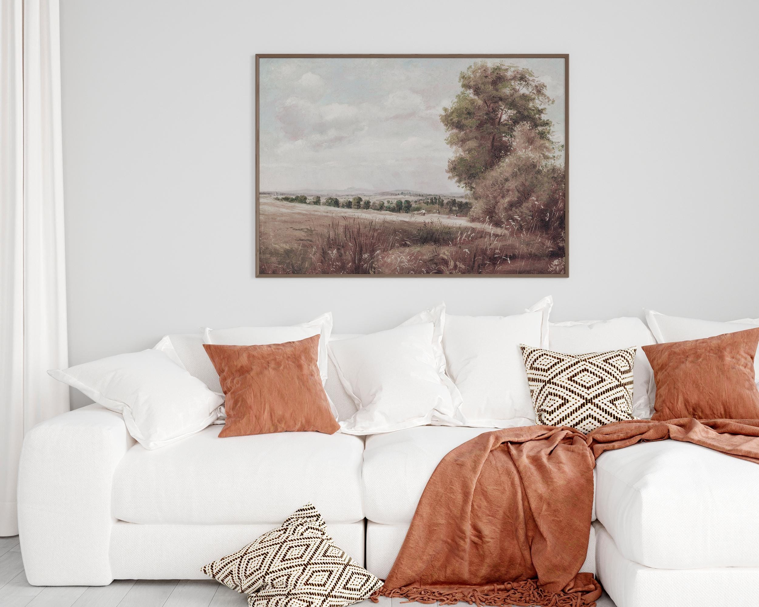 ヴィンテージカントリーデジタルプリント、印刷可能な風景アンティーク