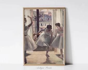 Vintage Ballerina Degas Painting, Girl Nursery Wall Art, Antique Dance Class Print, Girls Room Print, Ballerina Pastel Art -  PRINTABLE