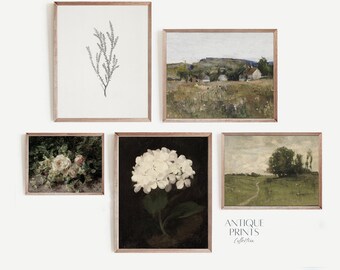 Vintage Country Set of 5 Prints, Gallery Wall Cottage Decor, Antique  Rustic Farmhouse 5 Pieces Wall Art, Neutral Countryside Art, PRINTABLE