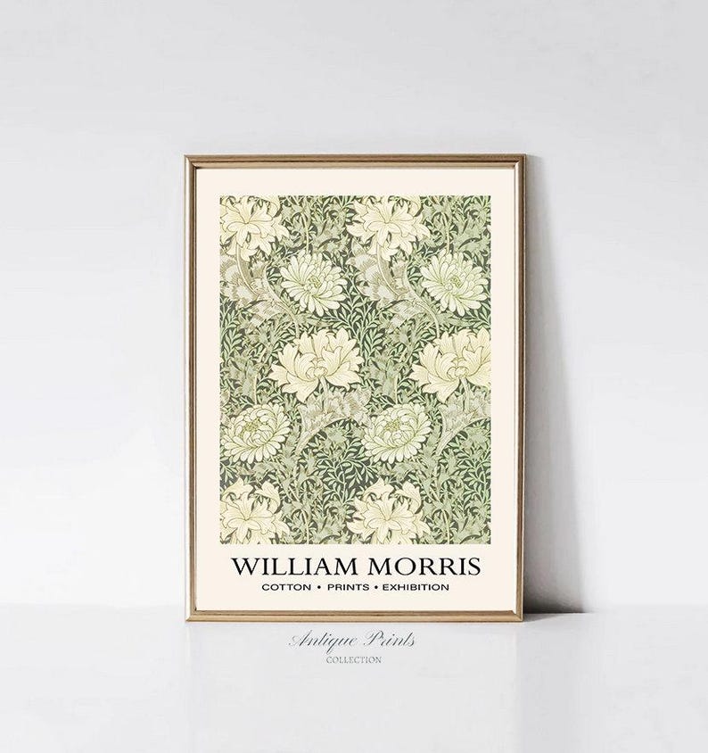 William Morris Prints Vintage, PRINTABLE Neutral William Morris Gallery Wall Set, Set of 6 Exhibition Poster, Flowers Pattern 6 Wall Art image 6