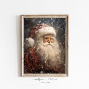 Portretafdruk kerstman, kerstkunst aan de muur, wintervakantie schilderij, boerderij kerstdecor, kerstman kunst, AFDRUKBAAR