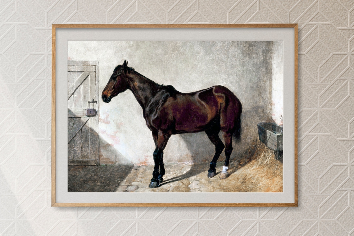 Vintage Horse Wall Art Equestrian Oil Painting Rustic Etsy
