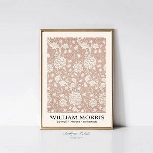 William Morris Prints Vintage, PRINTABLE Neutral William Morris Gallery Wall Set, Set of 6 Exhibition Poster, Flowers Pattern 6 Wall Art image 4