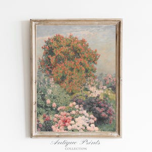 Floral Wall Art, Spring Landscape Print, Giclée Mailed Fine Art, Cottage Core Canvas Wall Art, Rose Garden Painting, Nature Wall Art