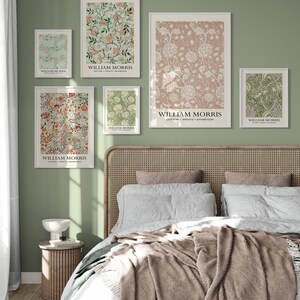 William Morris Prints Vintage, PRINTABLE Neutral William Morris Gallery Wall Set, Set of 6 Exhibition Poster, Flowers Pattern 6 Wall Art image 5