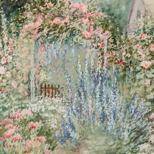 Flowers Garden Painting, Vintage Spring Cottage Wall Art, Antique Watercolor Flower Print, Floral Farmhouse Wall Decor - PRINTABLE image 7