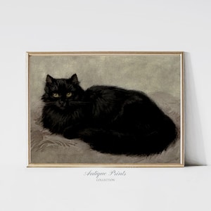 Printable Halloween Wall Art, Spooky Print, Black Cat Painting, Halloween Decor, Dark Print, Autumn Farmhouse Wall Art - Instant Download