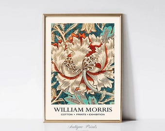 William Morris Print Vintage, Exhibition Poster, Art Nouveau Wall Art, William Morris Botanical Wall Art, Flowers Pattern Art - PRINTABLE