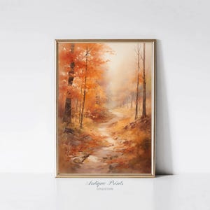 Herbstwald Wandbild, Herbst Landschaftsbild, Herbst Landschaftsbild, Herbst Dekor, Herbst Dekor, Bauernhaus Dekor - DRUCKBAR