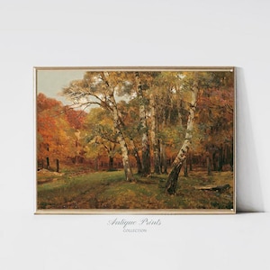 Autumn Landscape Painting Vintage, Fall Forest Wall Art, Antique Farmhouse Wall Decor, Fall Countryside Wall Art, Fall Print - PRINTABLE