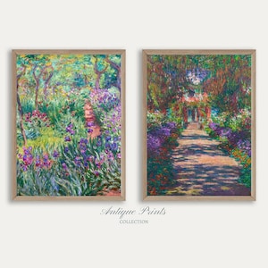 Set di 2 stampe di Monet, dipinto floreale di Claude Monet, 2 pezzi di arte murale neutra di Monet, arte murale estiva dell'impressionismo vintage - STAMPABILE