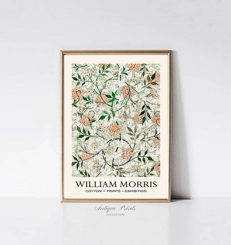William Morris Prints Vintage, PRINTABLE Neutral William Morris Gallery Wall Set, Set of 6 Exhibition Poster, Flowers Pattern 6 Wall Art image 3