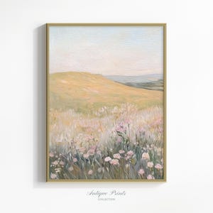 Floral Landscape Set of 2 Split Print, Printable French Country 2 Pieces Wall Art, Wildflower Painting, Neutral Farmhouse Decor - PRINTABLE image 3