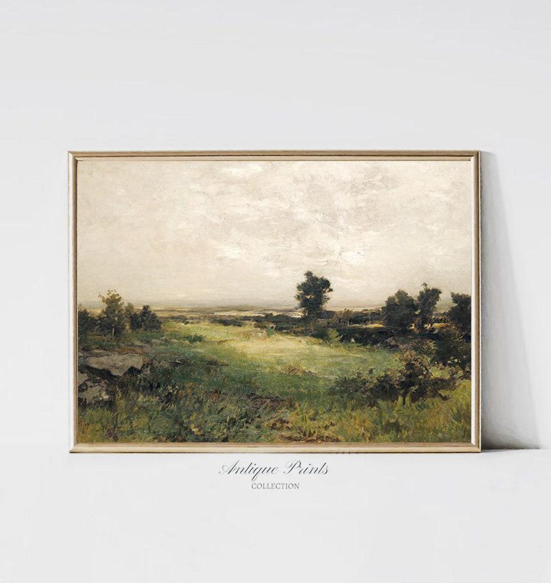 田園風景デジタル絵画、ニュートラルカントリーヴィンテージウォール