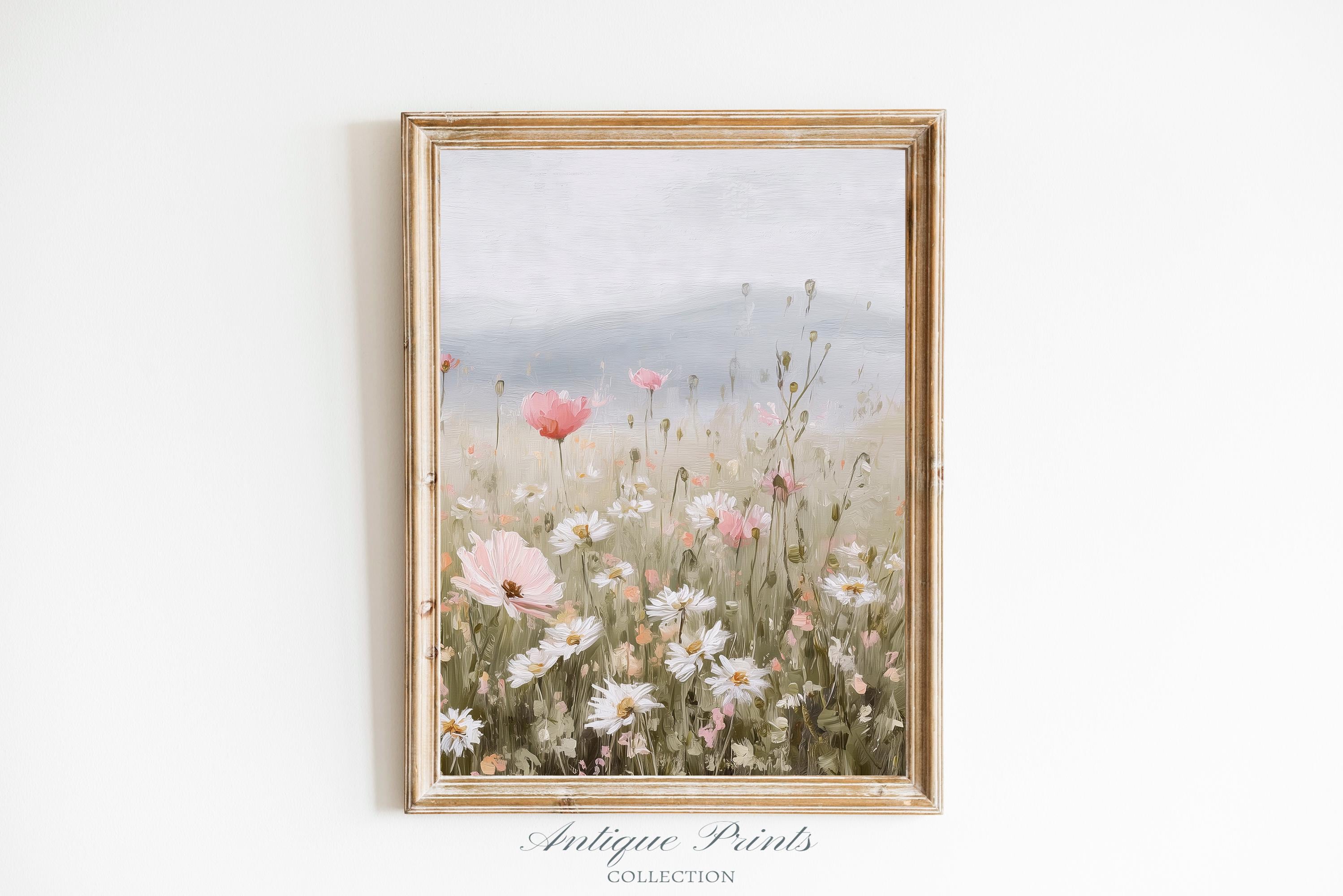 Wildflower Set of 2 Prints: Floral Country Landscape Wall Art, Neutral ...
