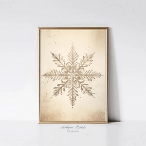 Schneeflocke Wandkunst, Weihnachten vertikaler Druck, goldene Feiertagswandkunst, Winter-Thema Malerei, Weihnachtsbauernhausdekor - DRUCKBAR