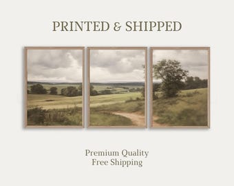 Landscape Set of 3 Prints, Countryside Wall Art, Mailed Print, Giclée Printed Wall Art, Farmhouse Decor, Canvas Painting, French Country Art