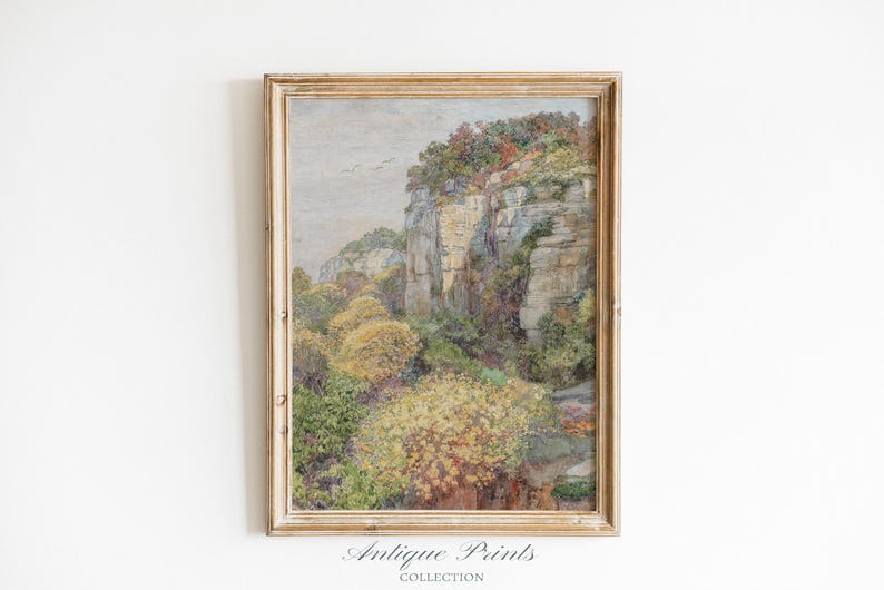 Spring Landscape Painting, Vintage Spring Cottage Wall Art, Antique Flower Country Print, Spring Neutral Farmhouse Wall Decor - PRINTABLE image 2
