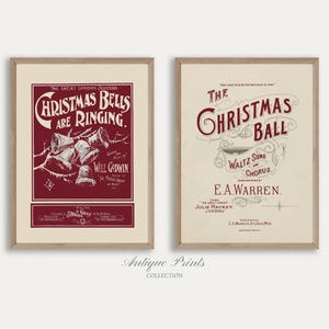 Set of 2 Christmas Print, Vintage Holiday Wall Art, Rustic Christmas Farmhouse Decor, Typography Print - PRINTABLE