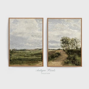 Cuadro neutro, conjunto de 2 impresiones divididas, paisaje, 2 piezas, arte de pared vintage, impresión campestre, decoración de granja - IMPRIMIBLE imagen 8