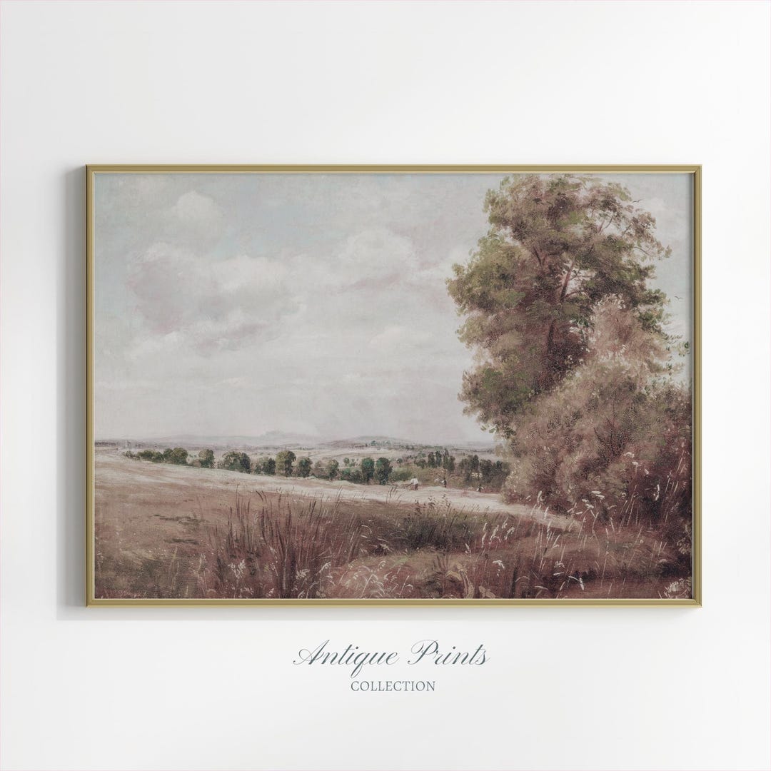ヴィンテージカントリーデジタルプリント、印刷可能な風景アンティーク