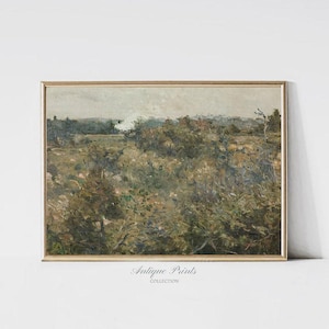 Countryside Neutral Painting, PRINTABLE Country Vintage Wall Art, Fields Landscape Antique Print, Rustic Farmhouse Decor - DIGITAL ART