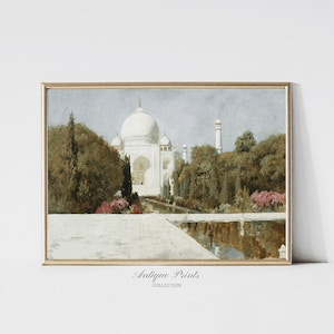 Vintage Taj Mahal Painting, Antique India Print, Traditional India Wall Art, Taj Mahal Wall Art, Vintage India Home Decor - PRINTABLE