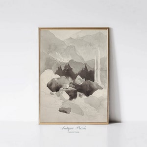 Studio di disegno del Colorado, arte della parete vintage delle montagne del Colorado, schizzo antico del paesaggio, decorazione della parete della fattoria, stampa del Colorado - STAMPABILE