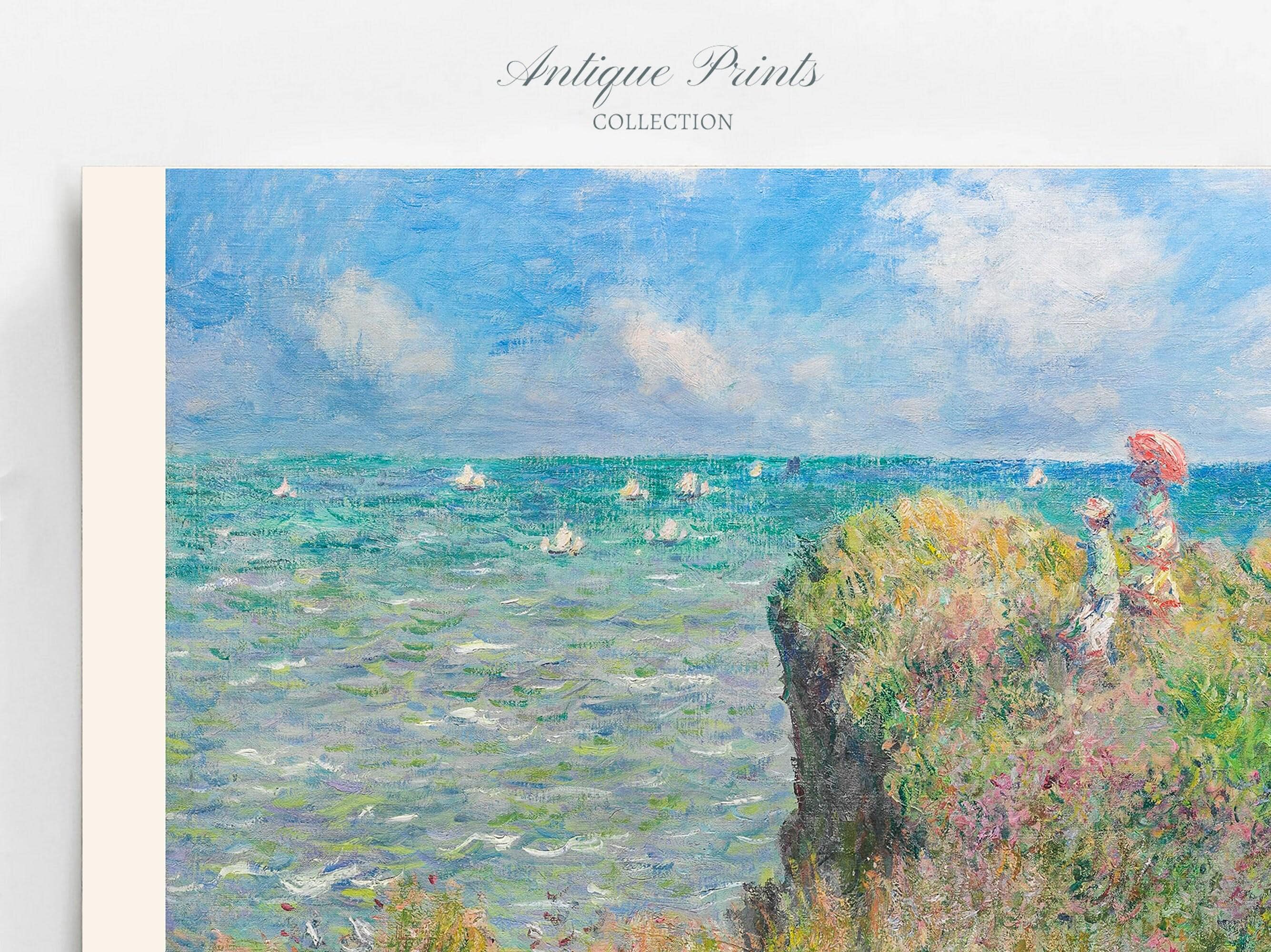 海岸沿いの風景画 クロード・モネの水平方向の海岸の絵画、モネのデジタルプリント