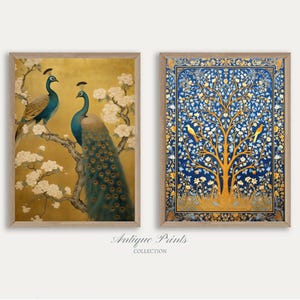 Indian Tapestry Wall Art, Peacock Painting, Vintage India Prints, Antique Traditional Indian Wall Decor, India Textile Art - PRINTABLE