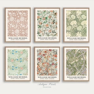 William Morris imprime vintage, IMPRIMIBLE Neutral William Morris Gallery Wall Set, Conjunto de 6 carteles de exposición, Patrón de flores 6 Arte de pared