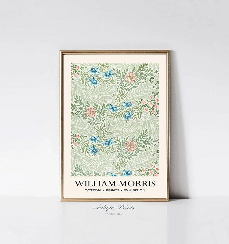William Morris Prints Vintage, PRINTABLE Neutral William Morris Gallery Wall Set, Set of 6 Exhibition Poster, Flowers Pattern 6 Wall Art image 7