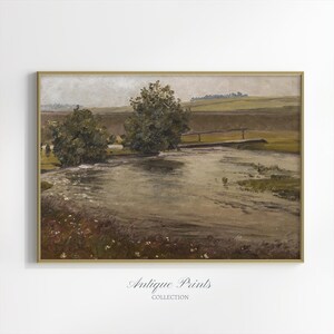 Herfstlandschapsschilderkunst, vintage herfstland kunst aan de muur, digitale download, herfst boerderij decor - AFDRUKBAAR