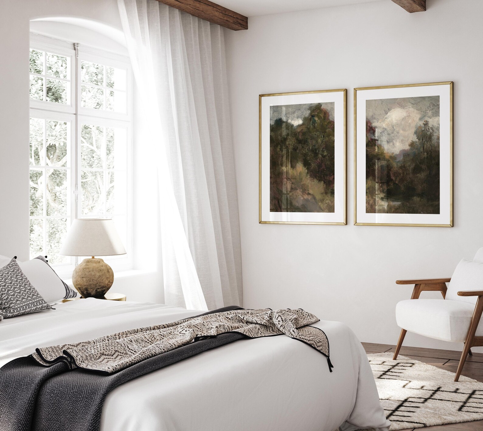 Moody Country 2 Pieces Vintage Wall Art, Forest Landscape Wall Art ...