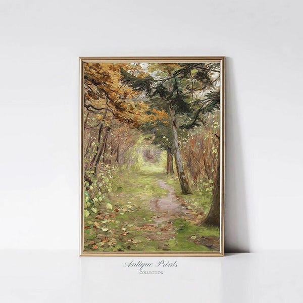 Herbst Landschaftsbild, Herbst Landschaft Vintage Wandkunst, Herbst Landschaft, antikes rustikales Bauernhaus Dekor - DRUCKBAR