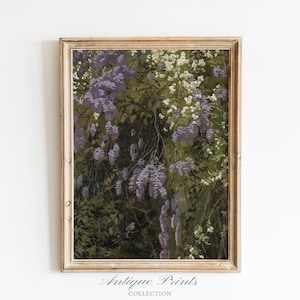 Wisteria Painting Vintage, Purple Flowers Gardern Wall Art, Antique Spring Wall Art, Botanical Print, Farmhouse Wall Decor - PRINTABLE