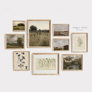 Farmhouse Set of 9 Rustic Countryside Prints, Vintage European Gallery Wall Set, Cottage Decor, Moody Landscape 9 Wall Art - PRINTABLE