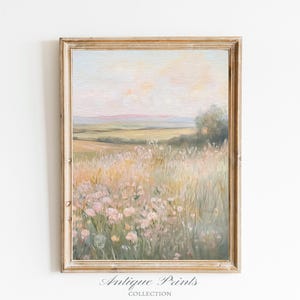 Floral Landscape Set of 2 Split Print, Printable French Country 2 Pieces Wall Art, Wildflower Painting, Neutral Farmhouse Decor - PRINTABLE image 7