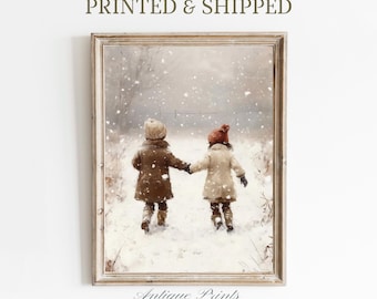 Winter Theme Wall Art, Christmas Print, Snowy Landscape, Farmhouse Holidays Decor, Mailed Art