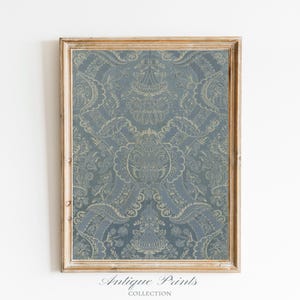 Arazzo da parete vintage blu, arte murale tessile, stampa con motivo tessile vintage, arazzo blu, decorazione murale in stile fattoria - STAMPABILE