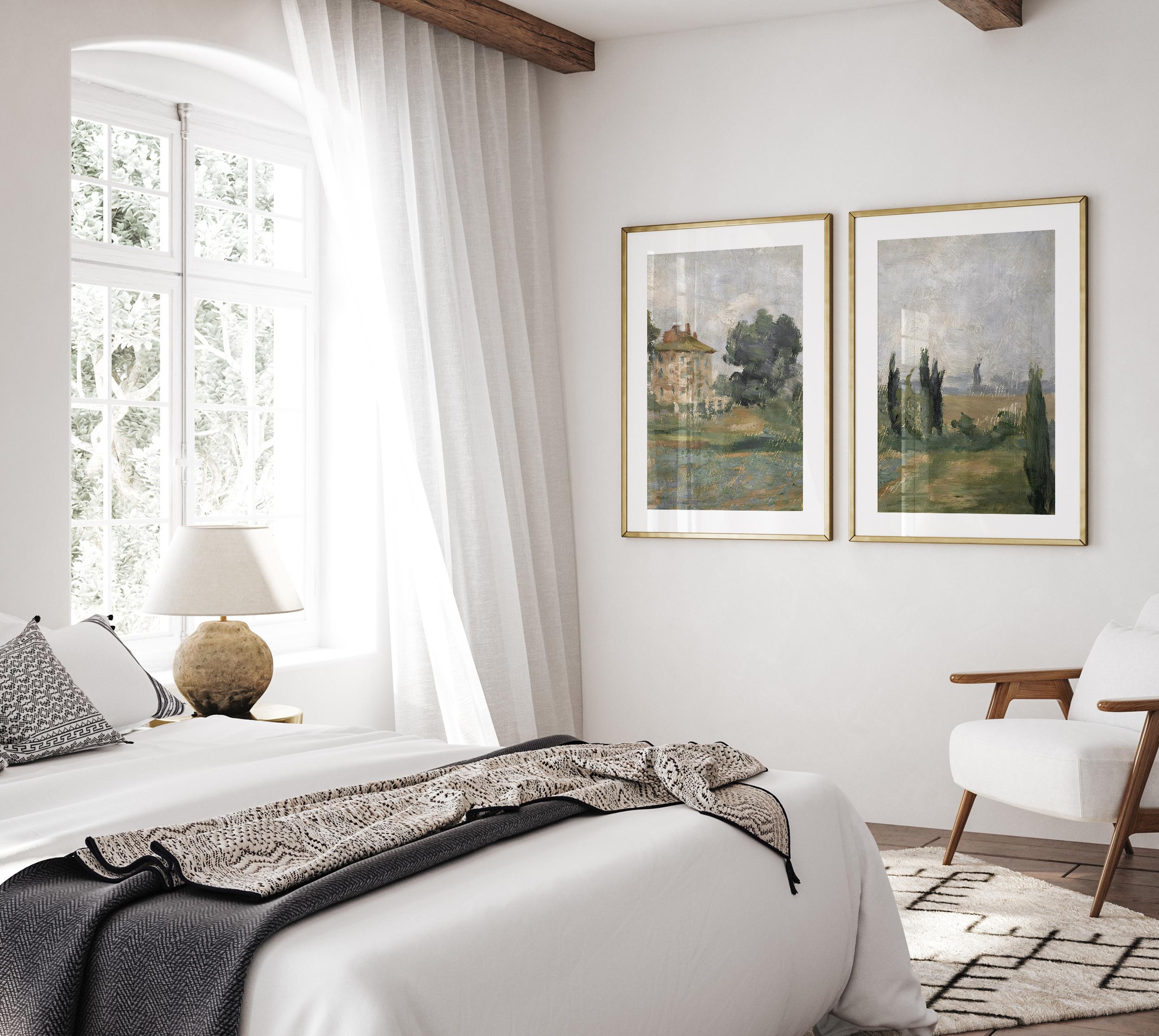 Landscape Prints Set of 2, French Country Vintage Mailed Art ...
