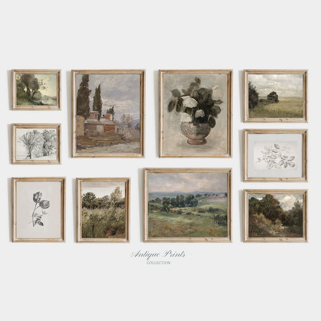 Vintage Farmhouse Gallery Wall Set of 10 Rustic Countryside Etsy