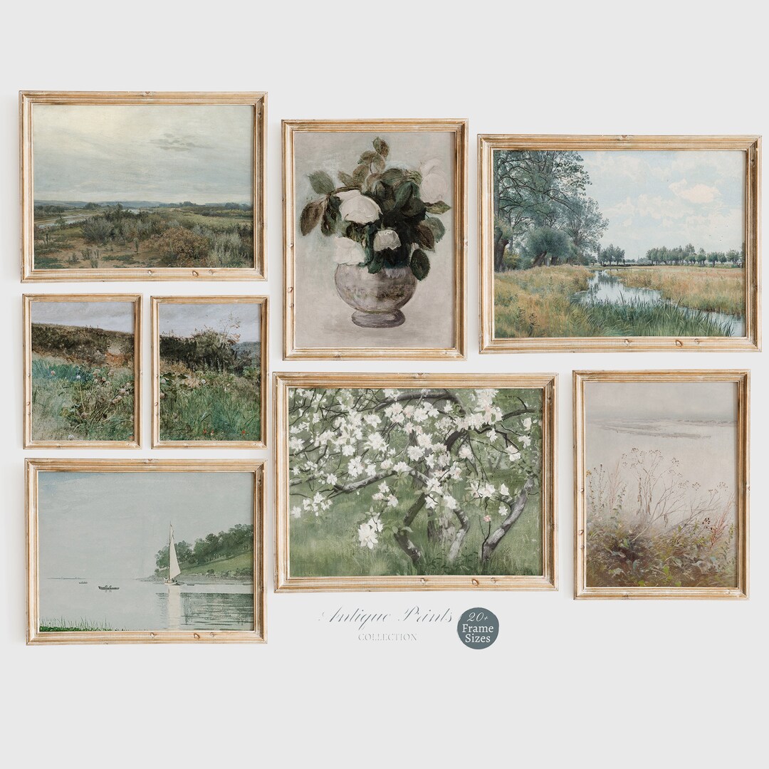 Landscape Neutral Gallery Wall Set, Set of 8 Vintage French Country ...
