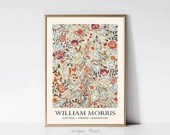 William Morris Print, William Morris Flowers Wall Art, Exhibition Poster, Art Nouveau Wall Art, Vintage Tapestry Fabric Art - PRINTABLE
