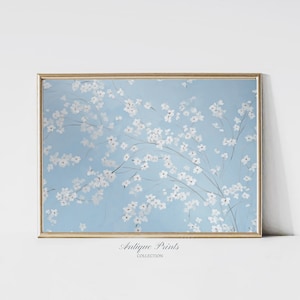 落ち着いた植物の壁アート、ヴィンテージの桜の絵画、アンティークな花柄の春のプリント、植物の農家の装飾 - 印刷可能