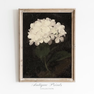 Flower Vintage Print, Antique Hydrangea Painting, Botanical Printable Large Wall Art, Nature Fine Art