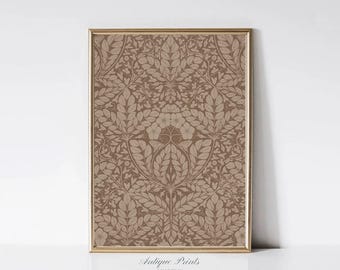 Väggkonst med neutralt vintagemönster, väggkonst med gobeläng, tryck med vintageblommor, botanisk gobelängkonst, dekor i lantlig jordnära färger - UTSKRIVBAR