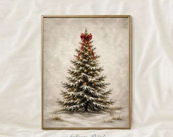 Christmas Tree Print, Printable Farmhouse Winter Holidays Decor, Festive Wall Art, Digital Download